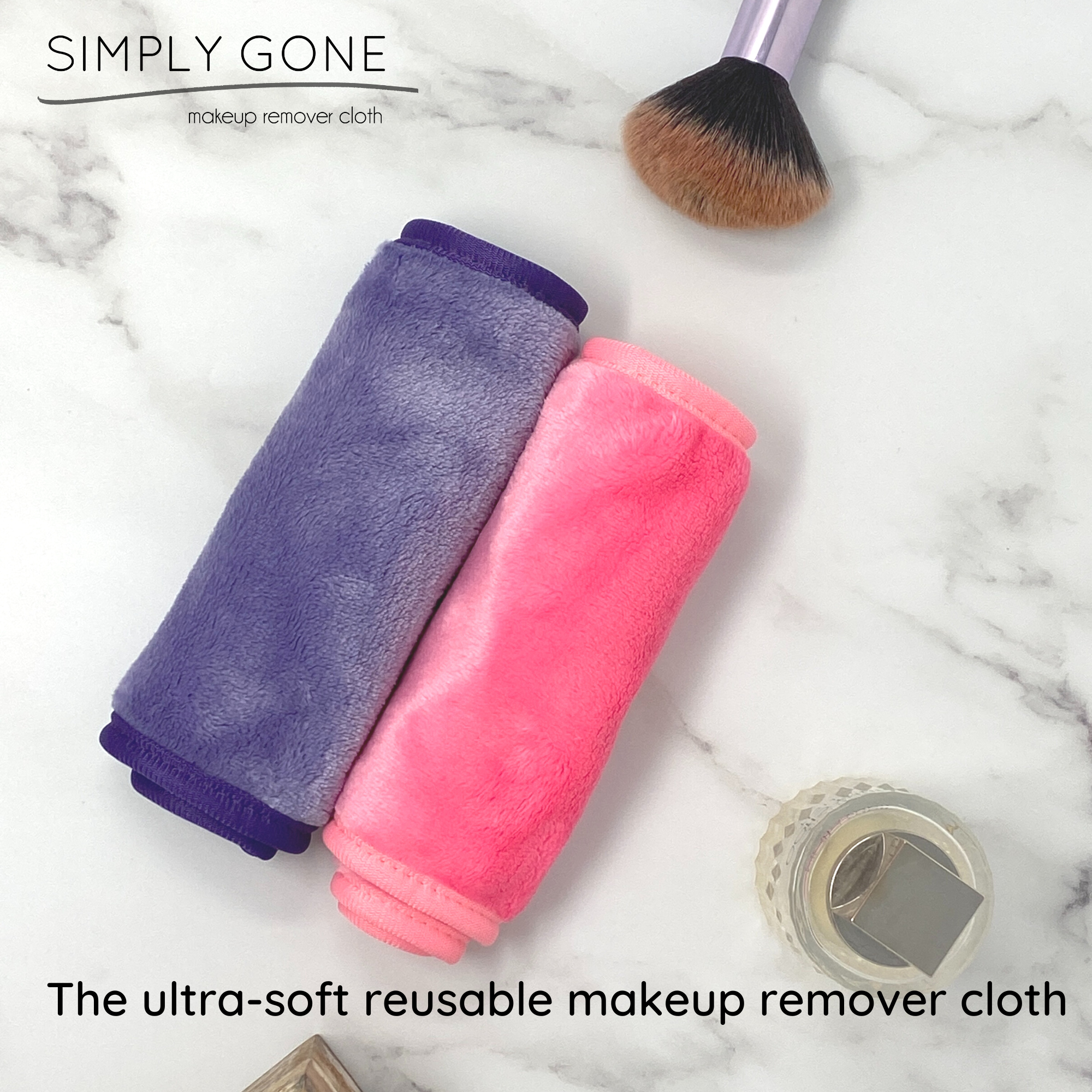 Makeup Remover Cloths 2 Pack Purple & Pink