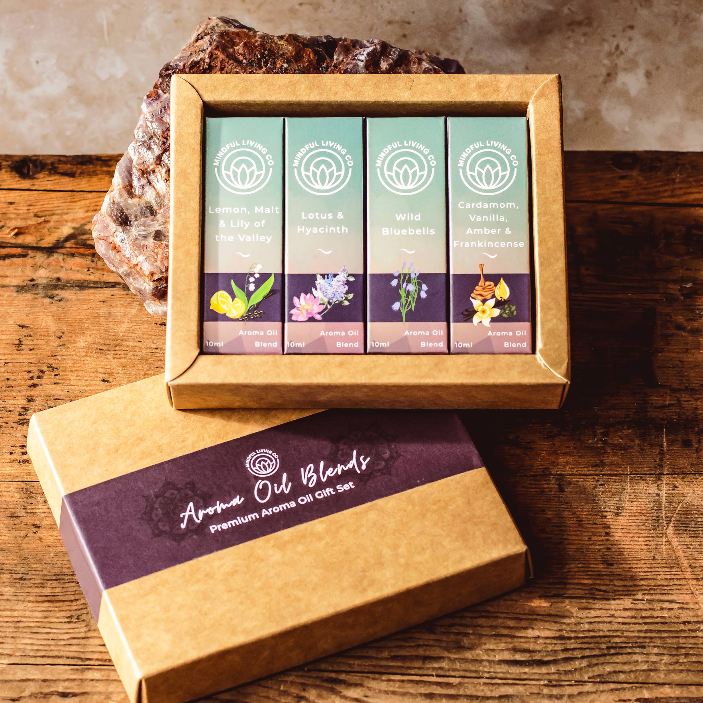Mindful Living Fragrance Oils – 4-Pack Gift Box Set