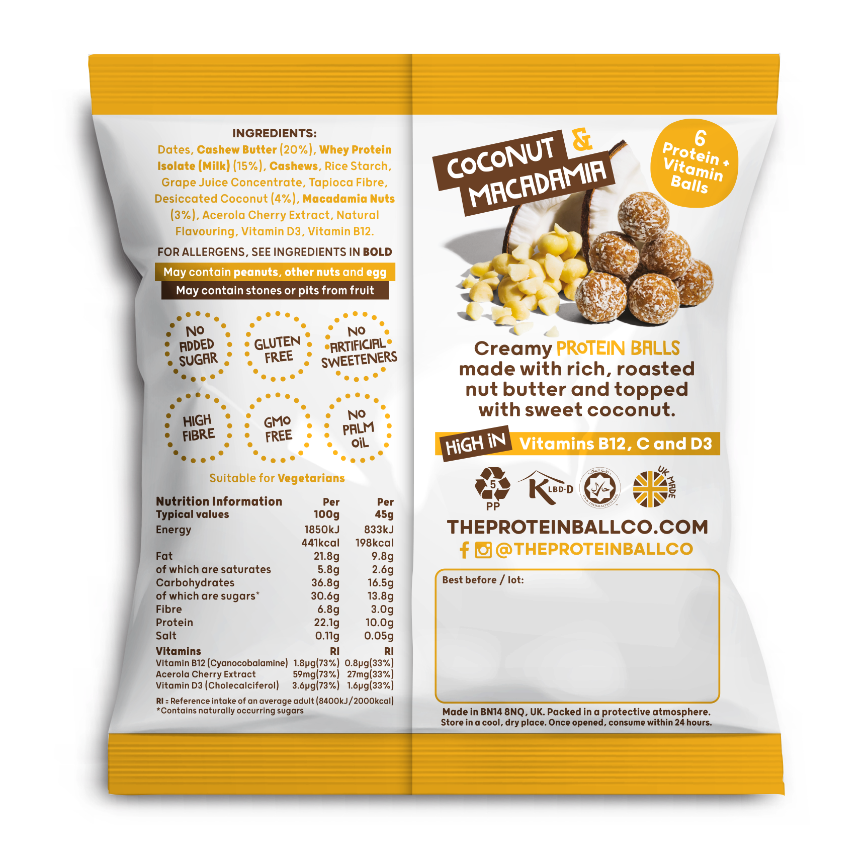 Coconut & Macadamia Protein Balls 10 x 45g