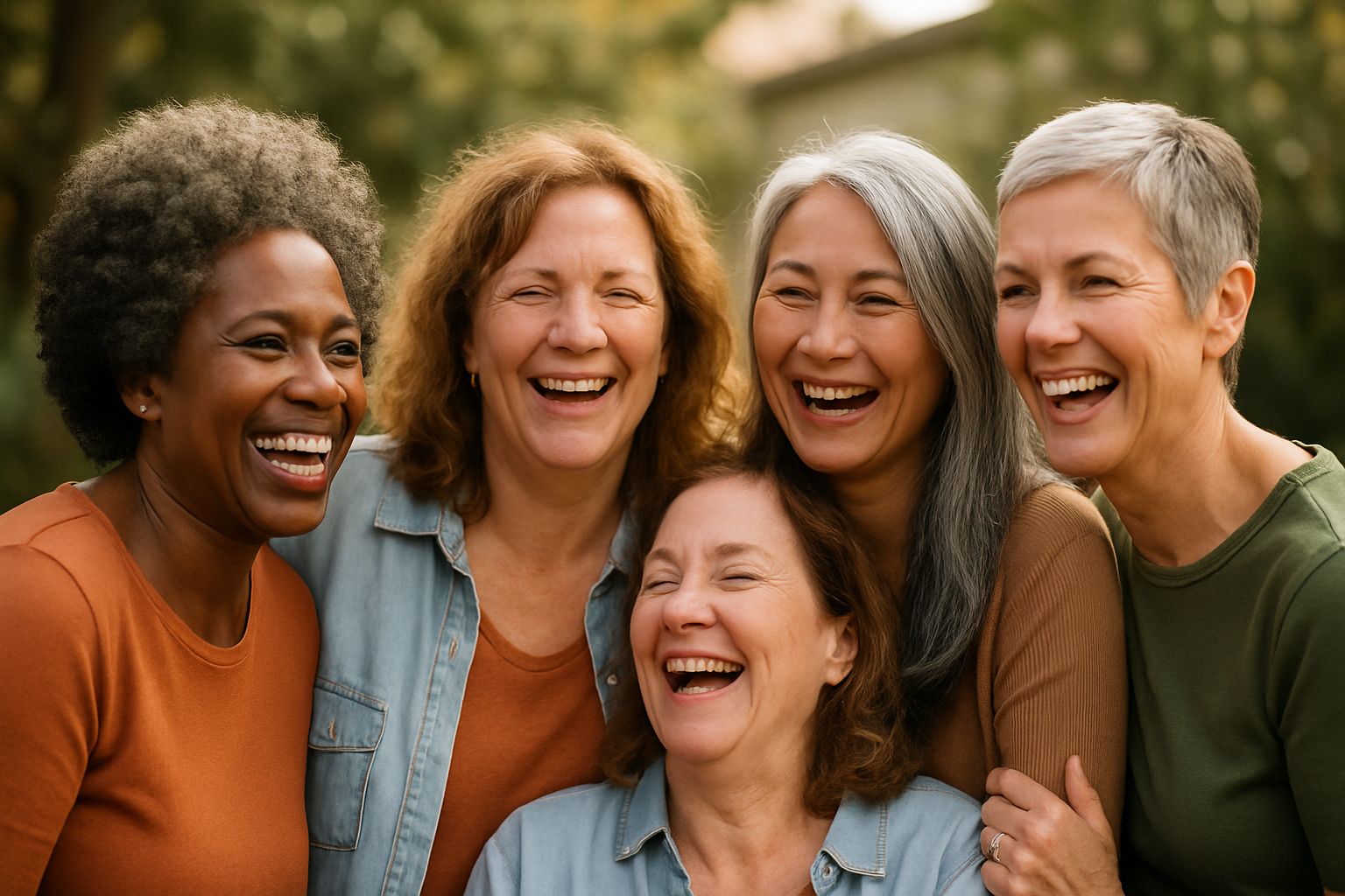 a group of happy women, aged between 40 and 60
