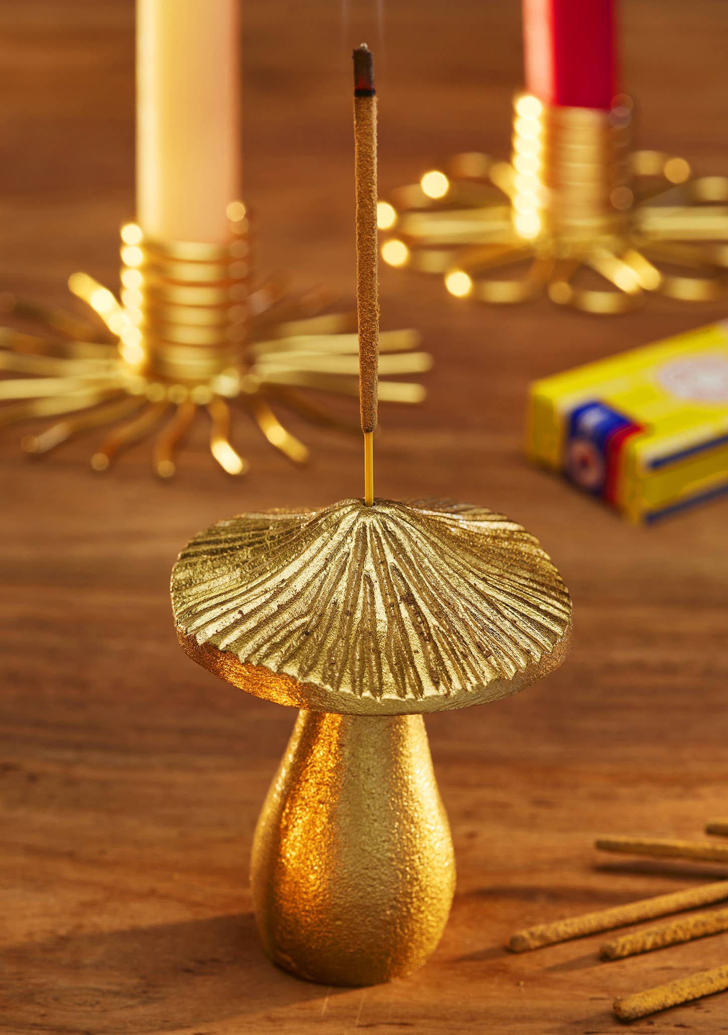 Brass Finish Mushroom Incense Holder
