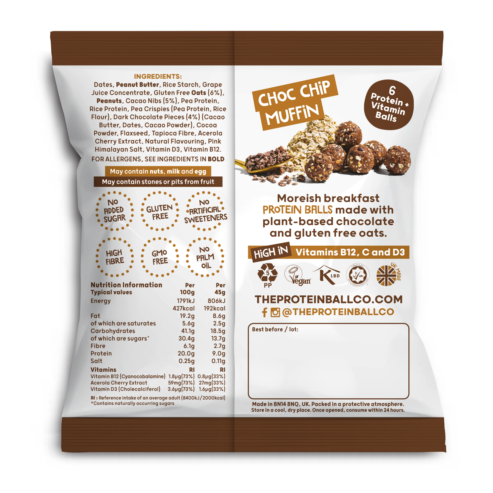 Choc Chip Muffin - Breakfast on the go 10 x 45g