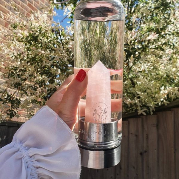 original rose quartz crystal glass water bottle for self love 57e795cb f417 446f bcff